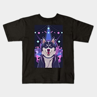 Music lover Siberian husky Kids T-Shirt